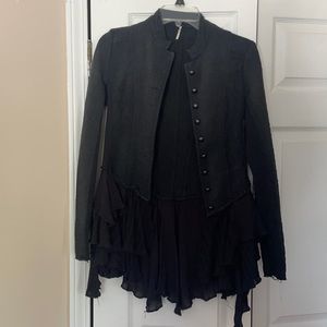 Free People Military Ruffles Blazer